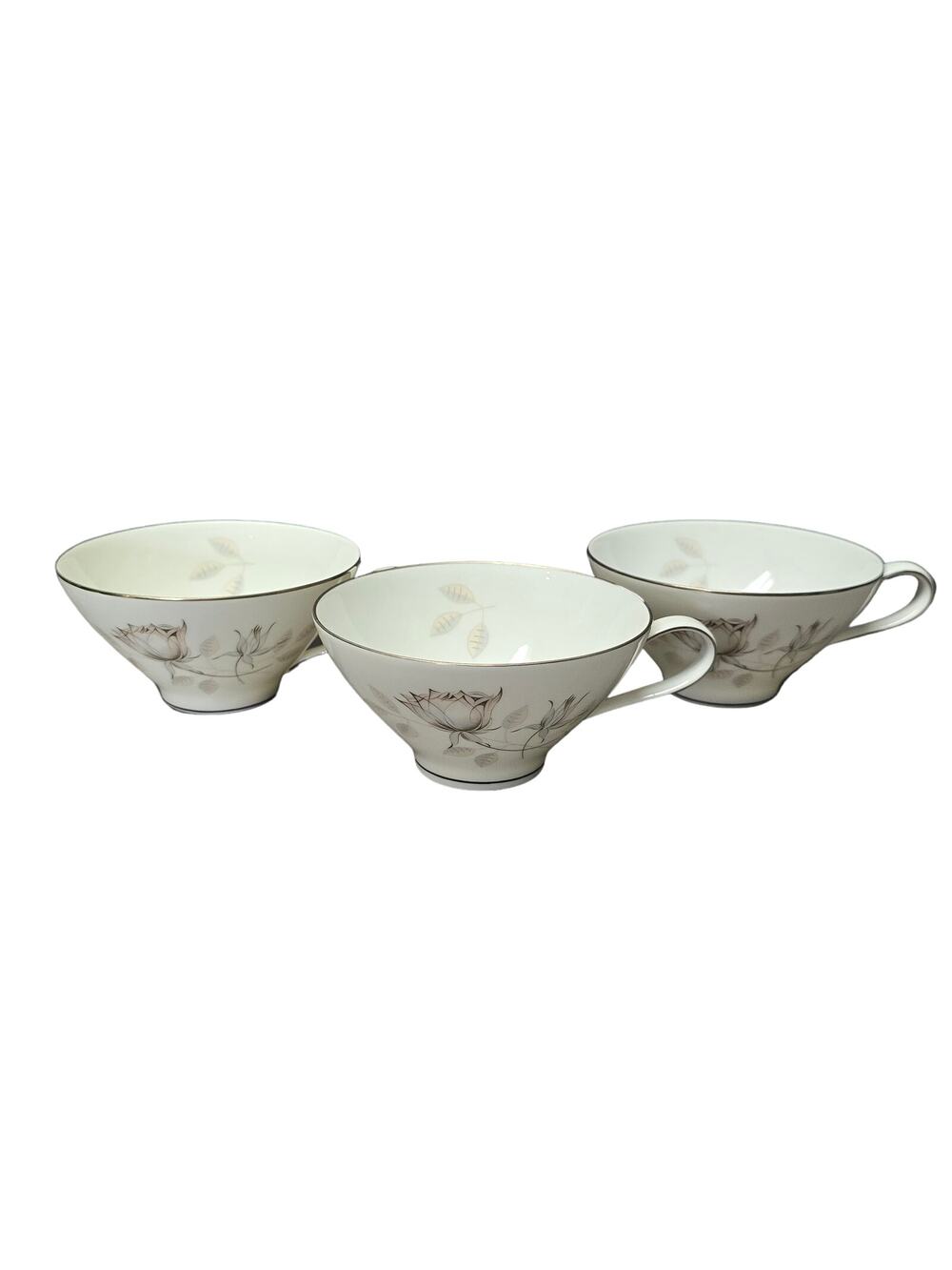 Rosenthal Germany Rose Leaf Pattern Set of 3 Tea Cups Continental Print 3436